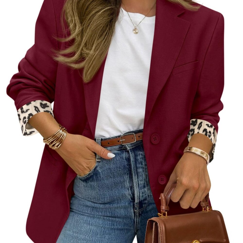 Leopard Print Lined Blazer Elegant Work Office Bu… - image 1